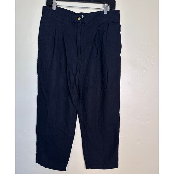 MK Michael Kors Black Linen Blend Cropped Capri Pants 12 - Picture 1 of 5